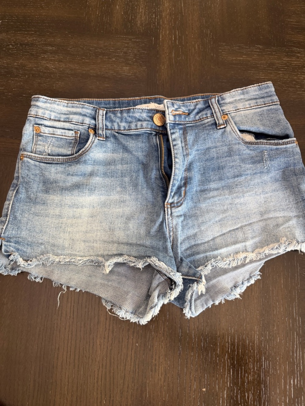 STS Blue Light Wash Frayed Hem Denim Shorts